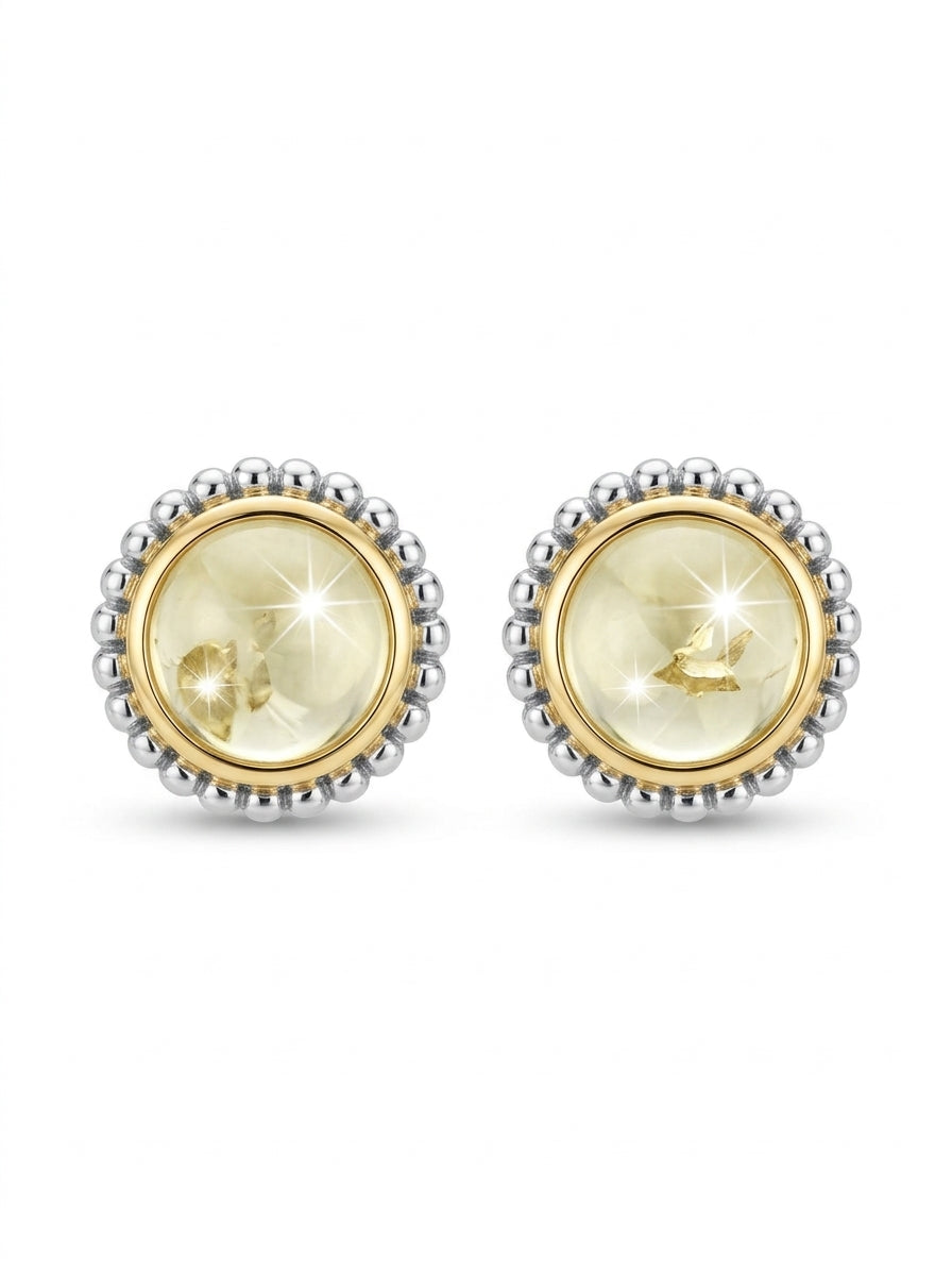 Round Lemon Amber Silver Stud Earrings — DARVIN (Pre-Order)