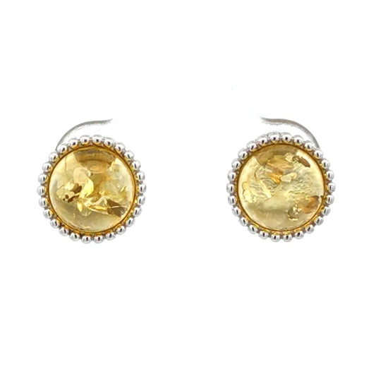 Round Lemon Amber Silver Stud Earrings — DARVIN (Pre-Order)