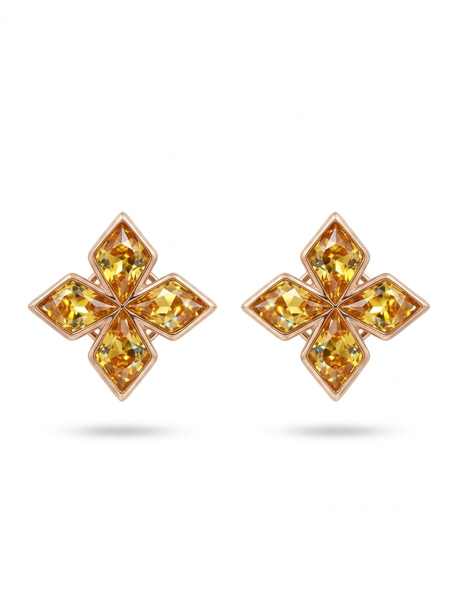 Lemon Amber Silver Stud Earrings — DARVIN (Pre-Order)