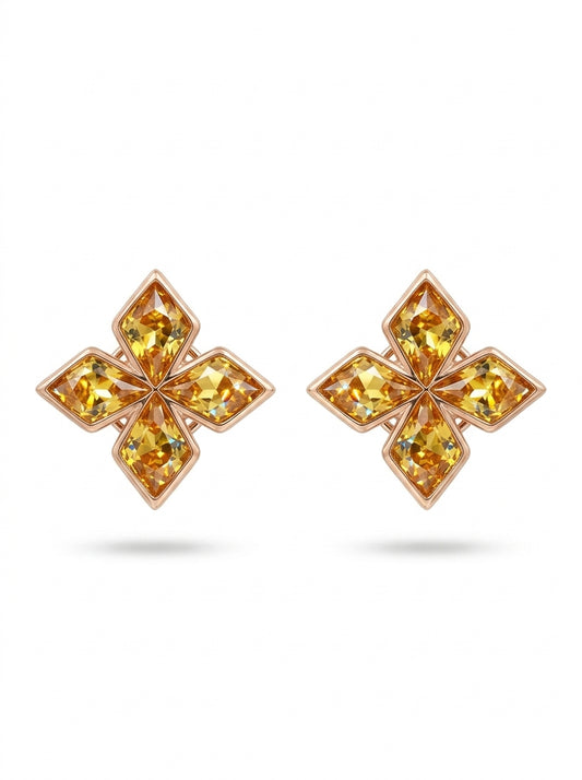 Lemon Amber Silver Stud Earrings — DARVIN (Pre-Order)