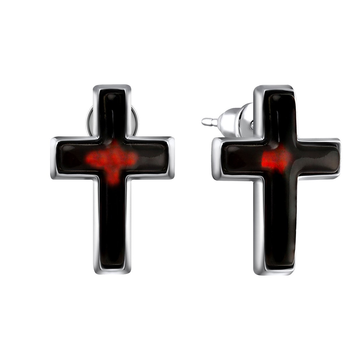Cross Cognac Amber Silver Stud Earrings — DARVIN (Pre-Order)