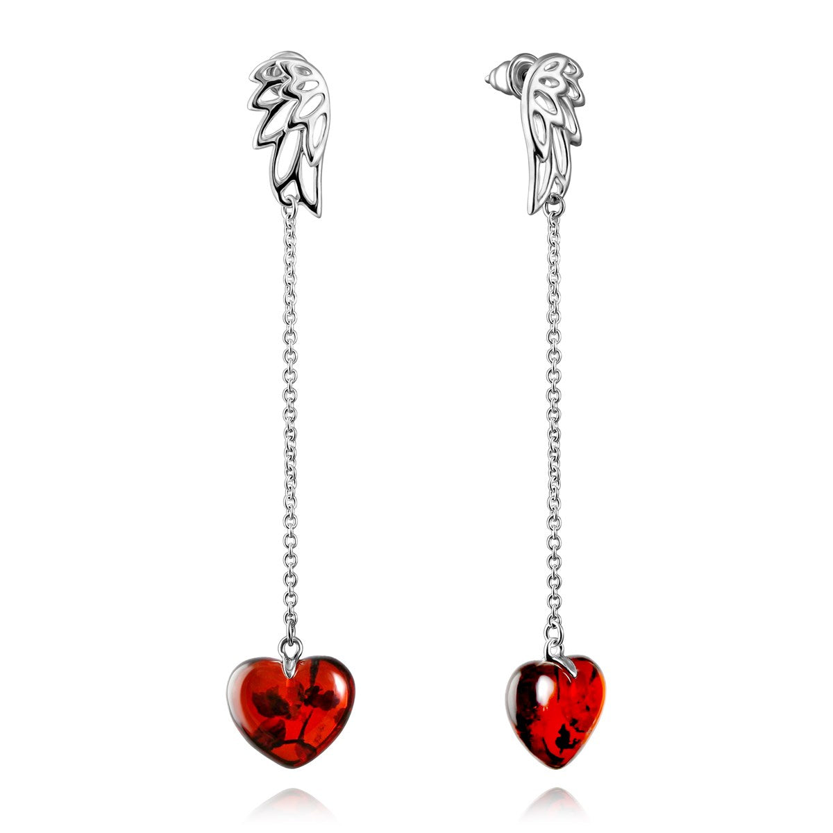 Heart Cognac Amber Silver Stud Earrings — DARVIN (Pre-Order)