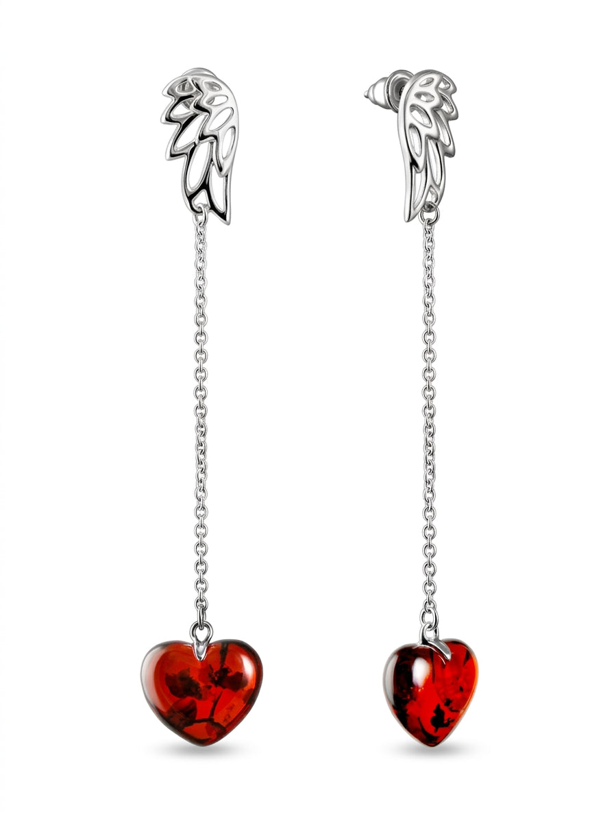 Heart Cognac Amber Silver Stud Earrings — DARVIN (Pre-Order)
