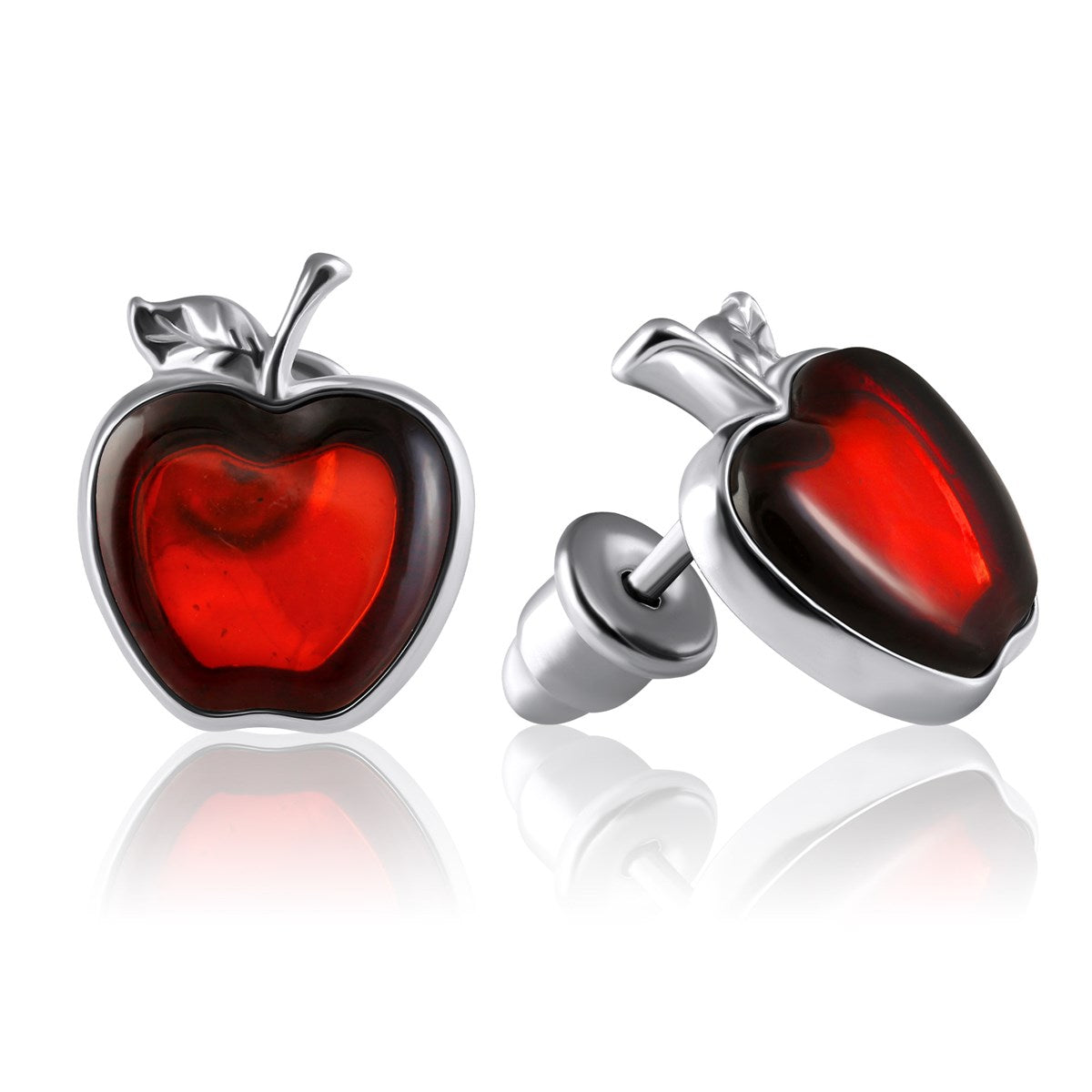 Apple Cognac Amber Silver Stud Earrings — DARVIN (Pre-Order)