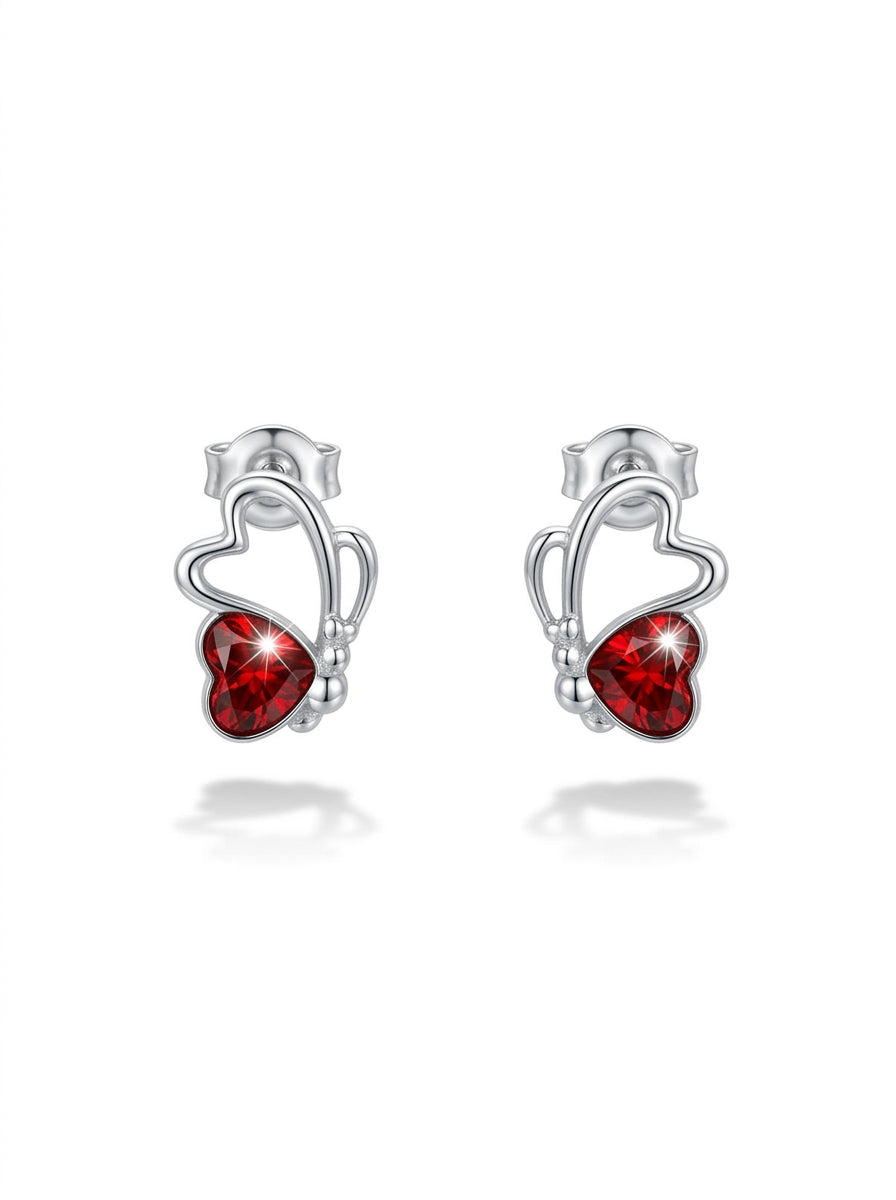 Heart Cognac Amber Silver Stud Earrings — DARVIN (Pre-Order)