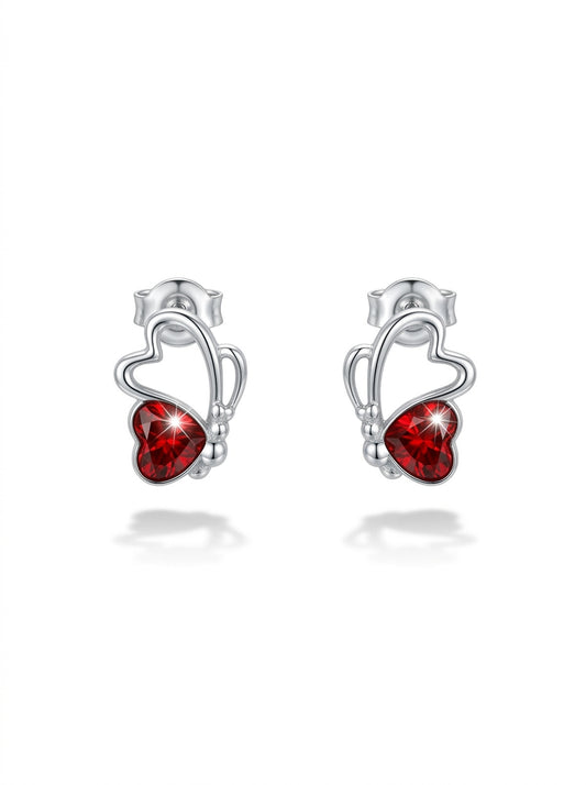 Heart Cognac Amber Silver Stud Earrings — DARVIN (Pre-Order)