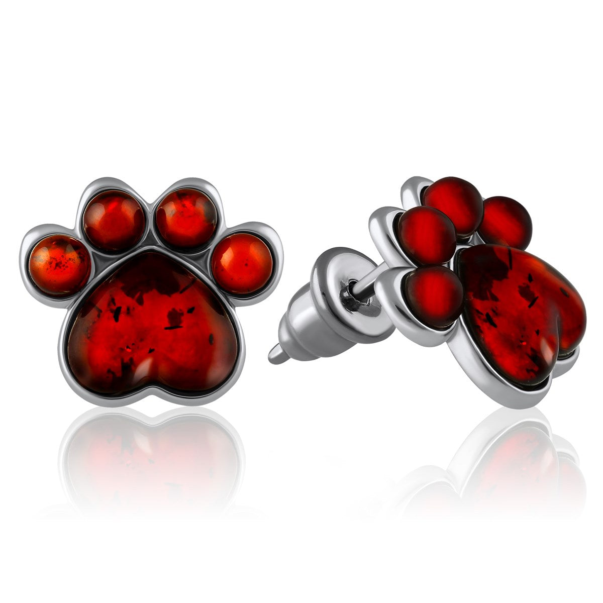Heart Cognac Amber Silver Stud Earrings — DARVIN (Pre-Order)