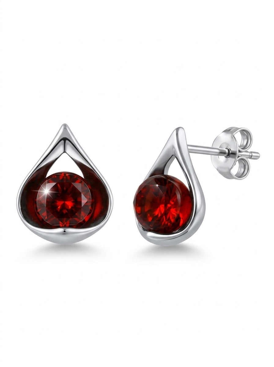 Ball Cognac Amber Silver Stud Earrings — DARVIN (Pre-Order)