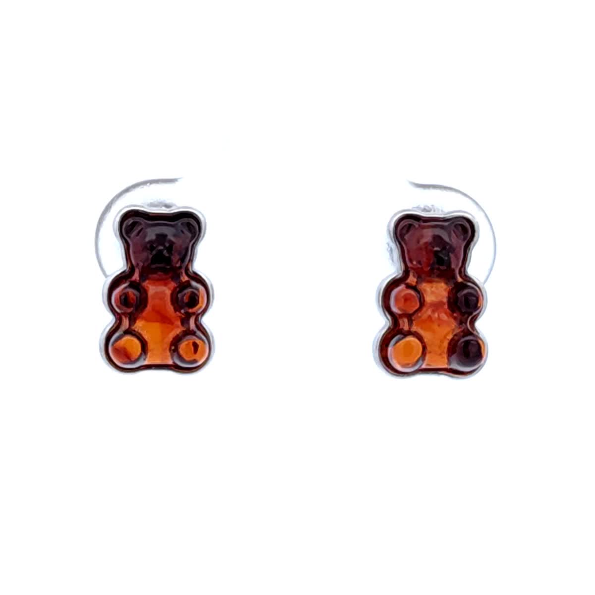 Gummy Bear Cognac Amber Silver Stud Earrings — DARVIN