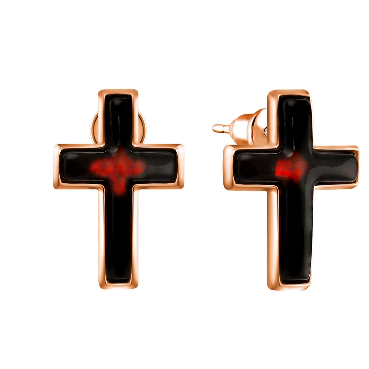 Cross Cognac Amber Silver Stud Earrings — DARVIN (Pre-Order)