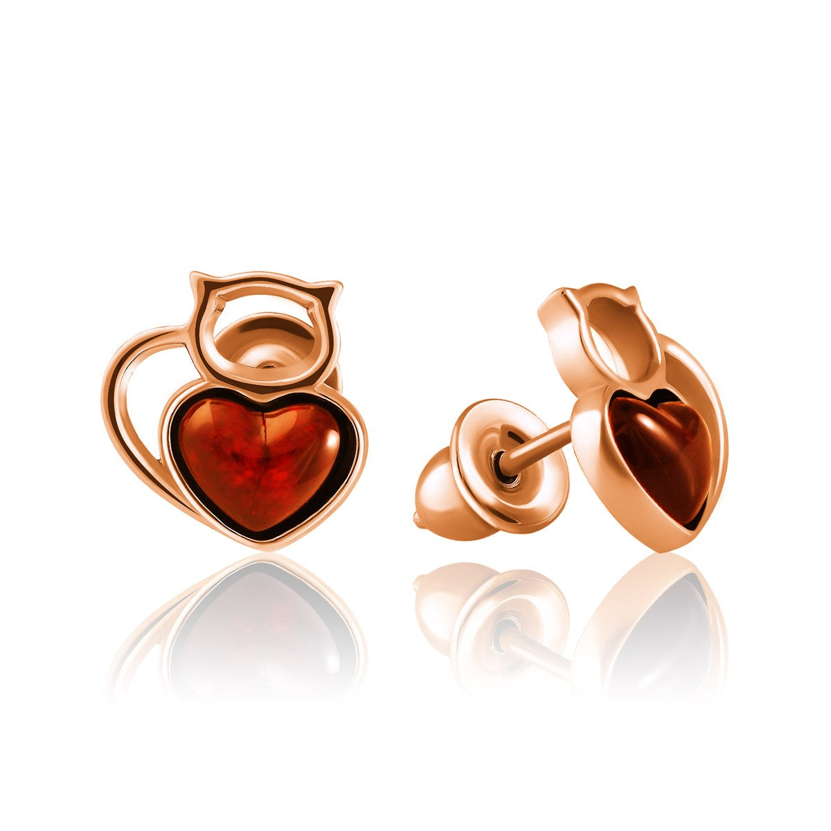Heart Cognac Amber Silver Stud Earrings — DARVIN (Pre-Order)
