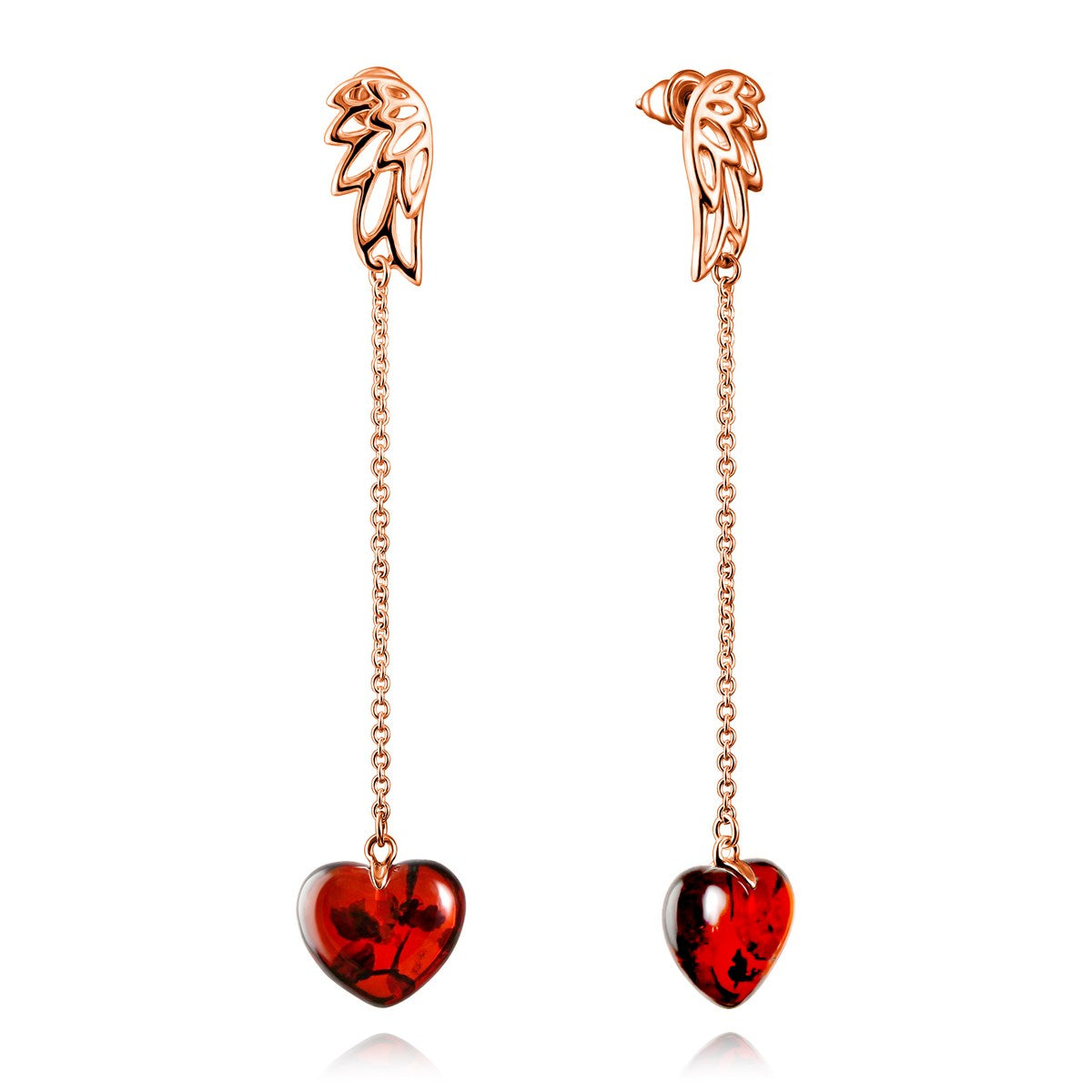 Heart Cognac Amber Silver Stud Earrings — DARVIN (Pre-Order)