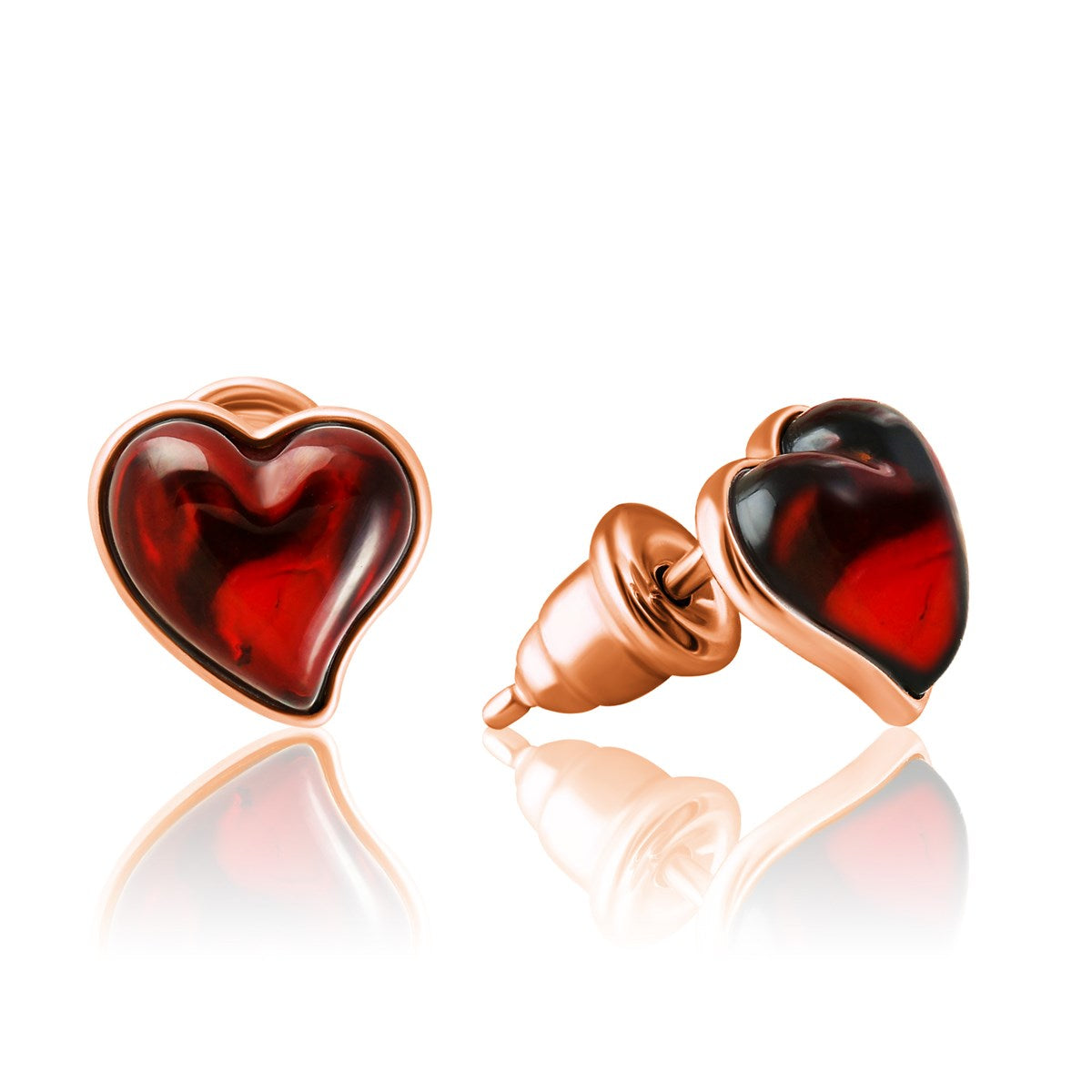 Heart Cognac Amber Silver Stud Earrings — DARVIN (Pre-Order)