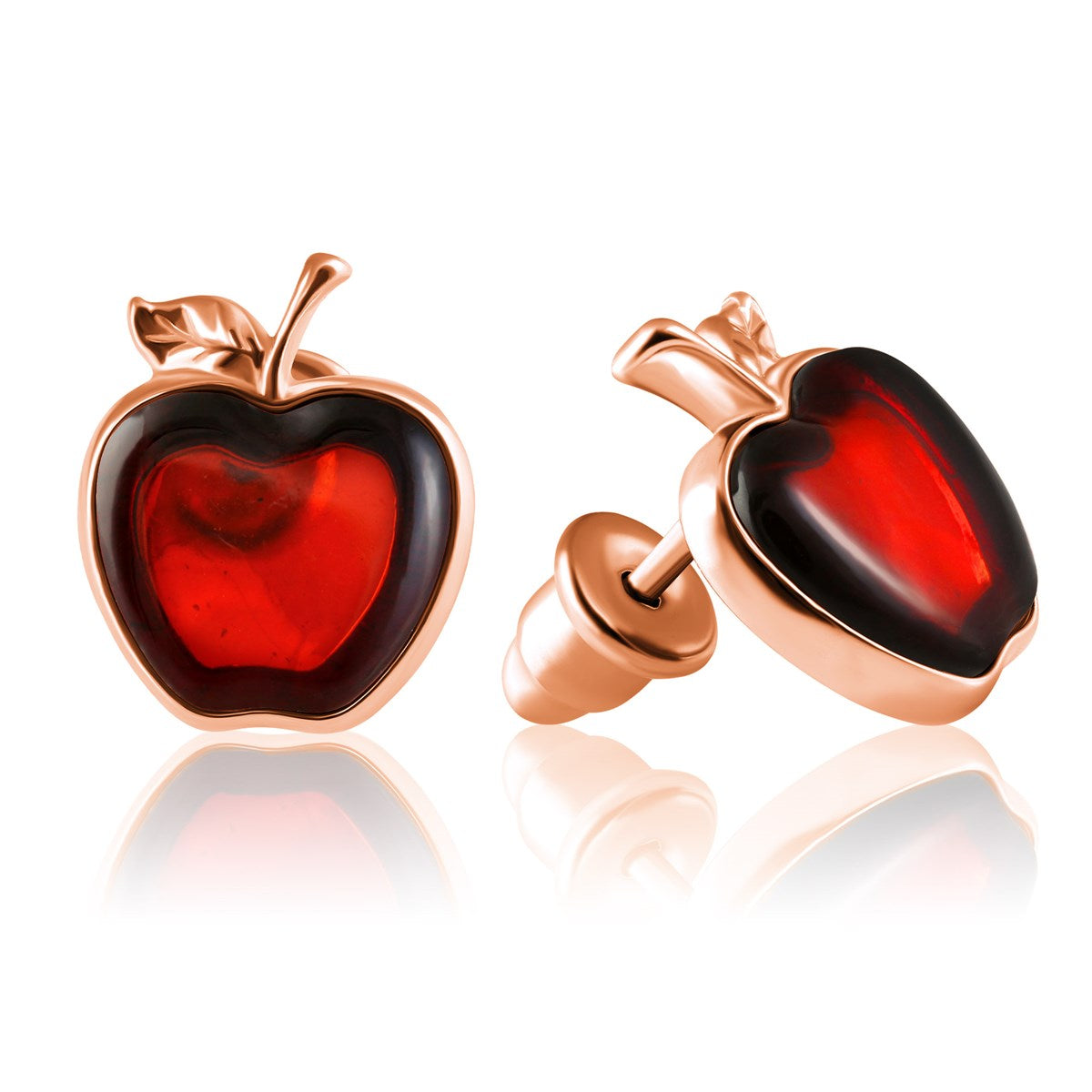 Apple Cognac Amber Silver Stud Earrings — DARVIN (Pre-Order)
