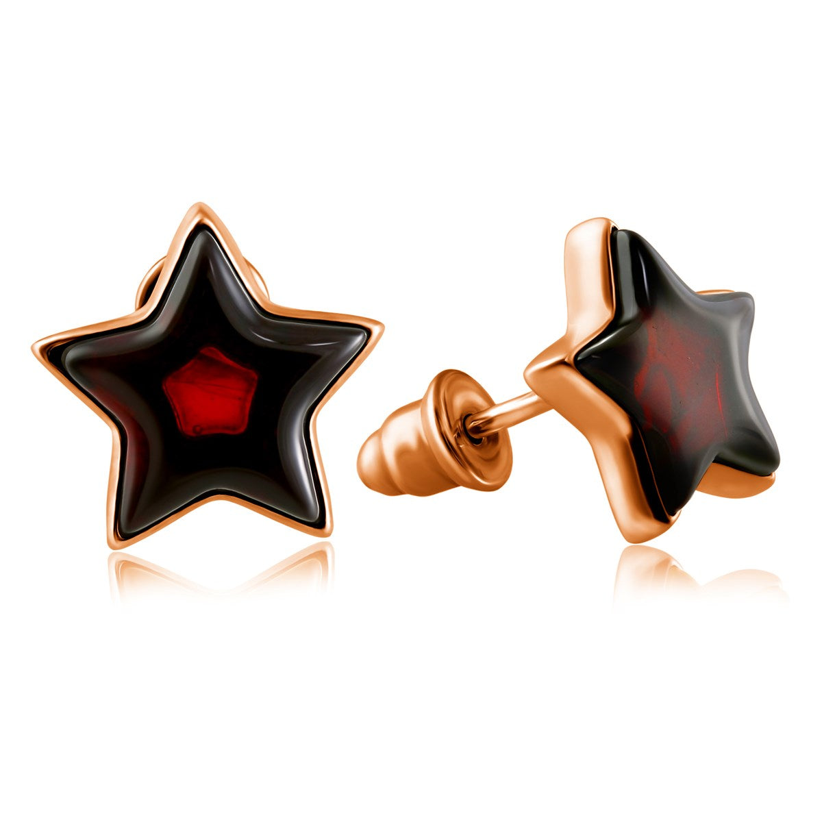 Star Cognac Amber Silver Stud Earrings — DARVIN (Pre-Order)