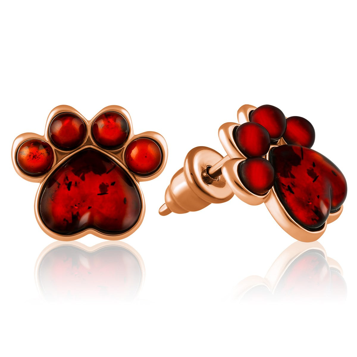 Heart Cognac Amber Silver Stud Earrings — DARVIN (Pre-Order)