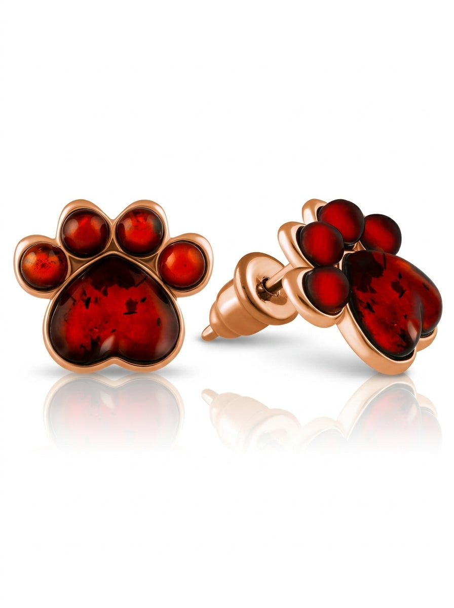 Heart Cognac Amber Silver Stud Earrings — DARVIN (Pre-Order)