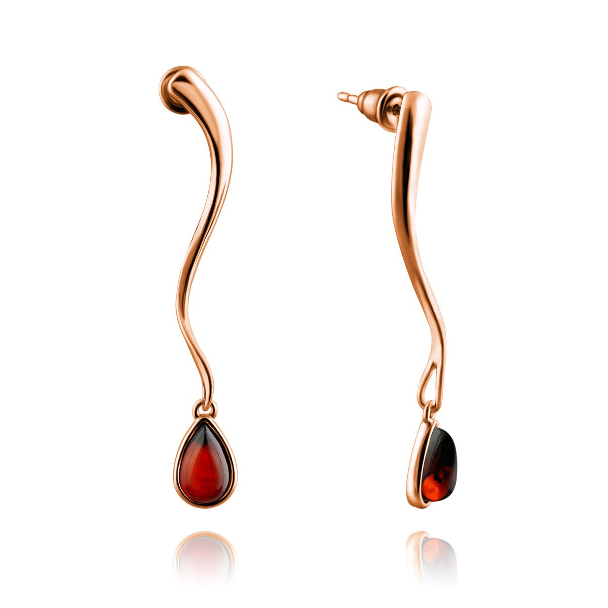 Teardrop Cognac Amber Silver Stud Earrings — DARVIN (Pre-Order)