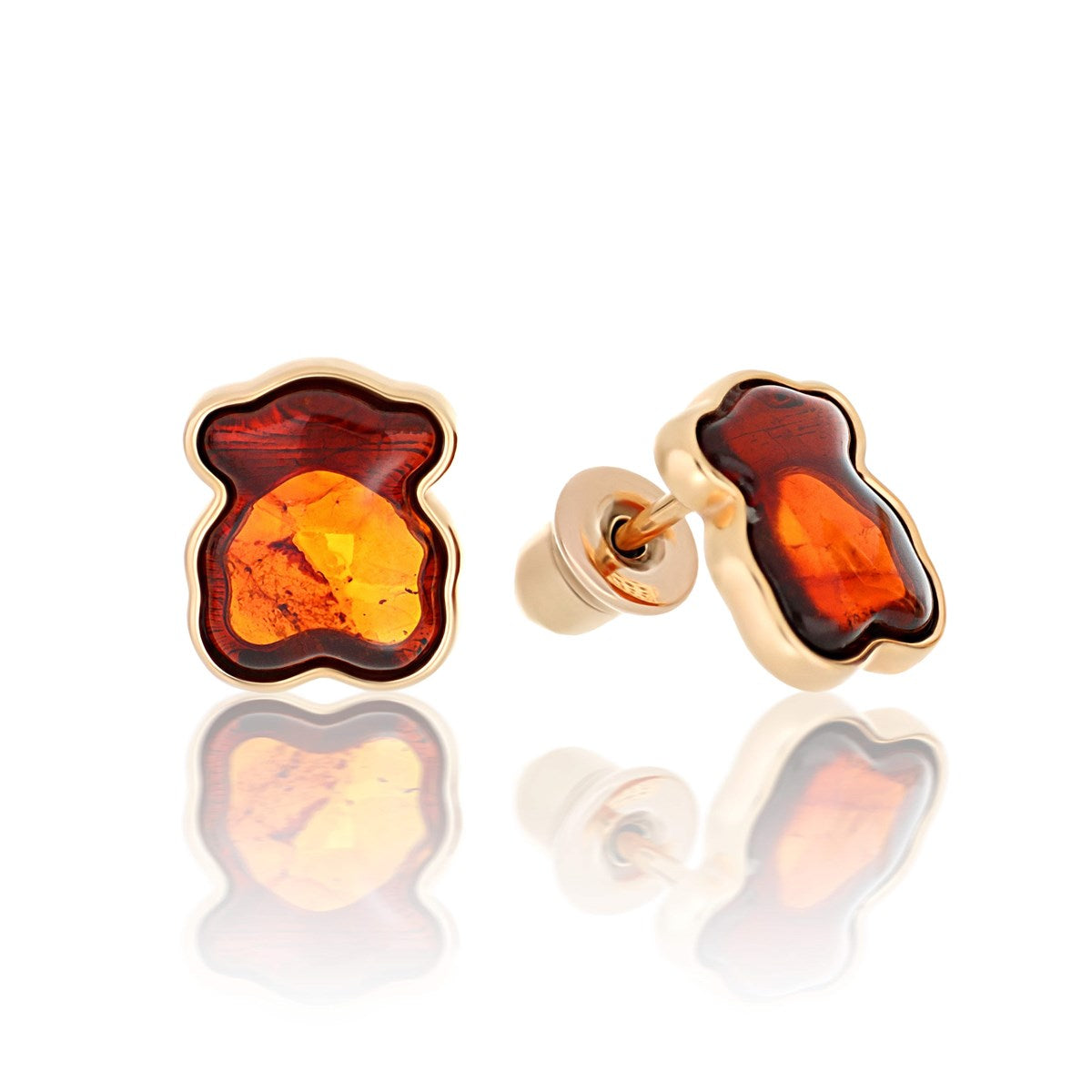 Bear Cognac Amber Silver Stud Earrings — DARVIN (Pre-Order)