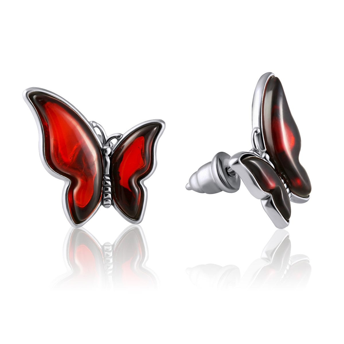 Cognac Amber Silver Stud Earrings — DARVIN (Pre-Order)
