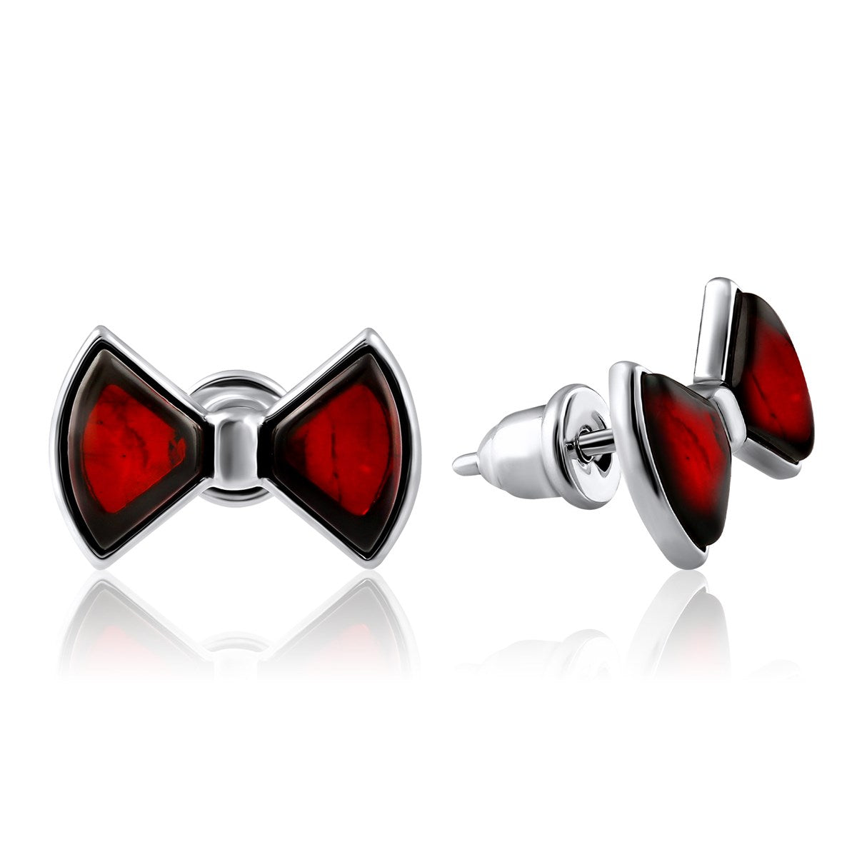 Bow Cognac Amber Silver Stud Earrings — DARVIN (Pre-Order)