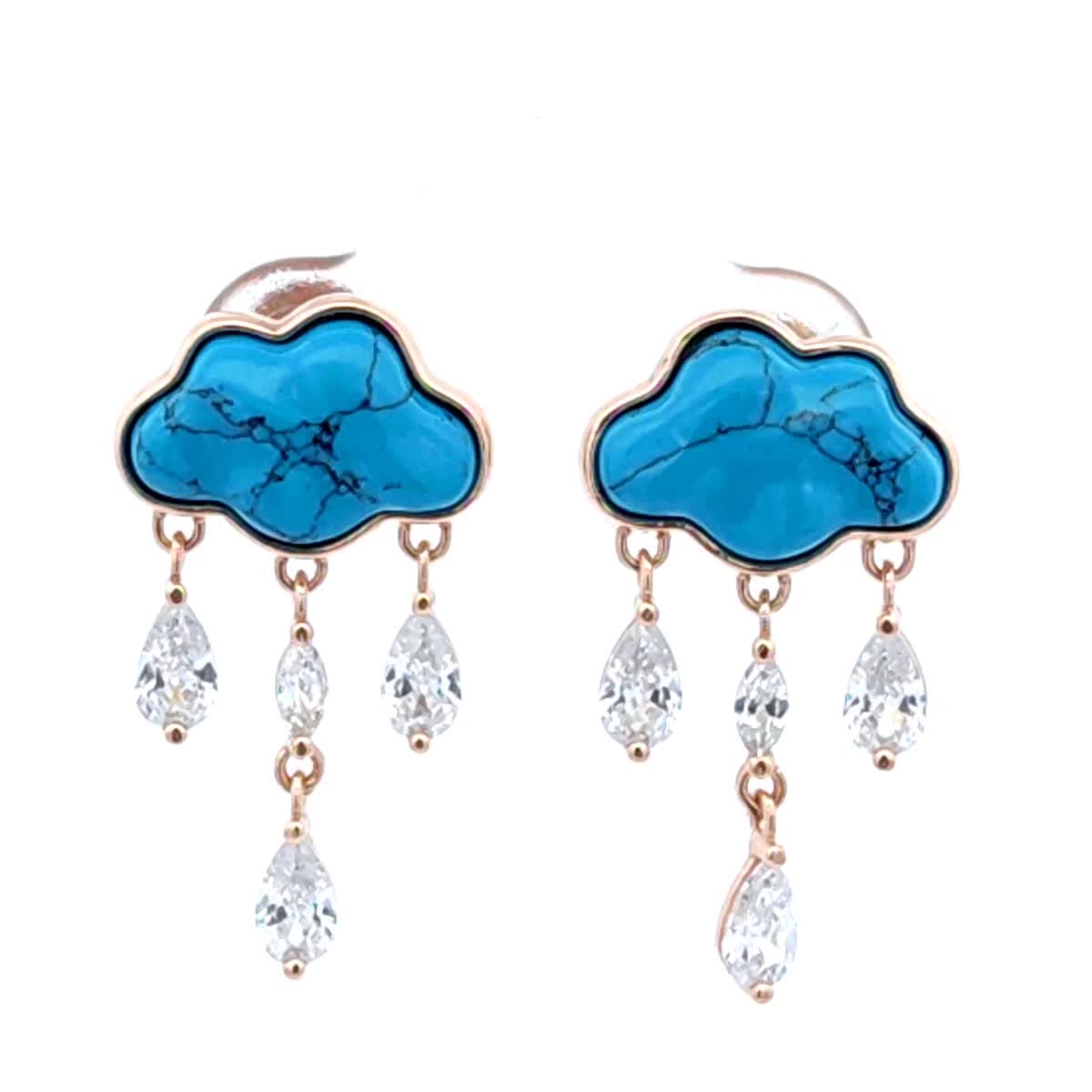Pear Blue, Colorless Semi-precious stone Silver Stud Earrings — DARVIN (Pre-Order)