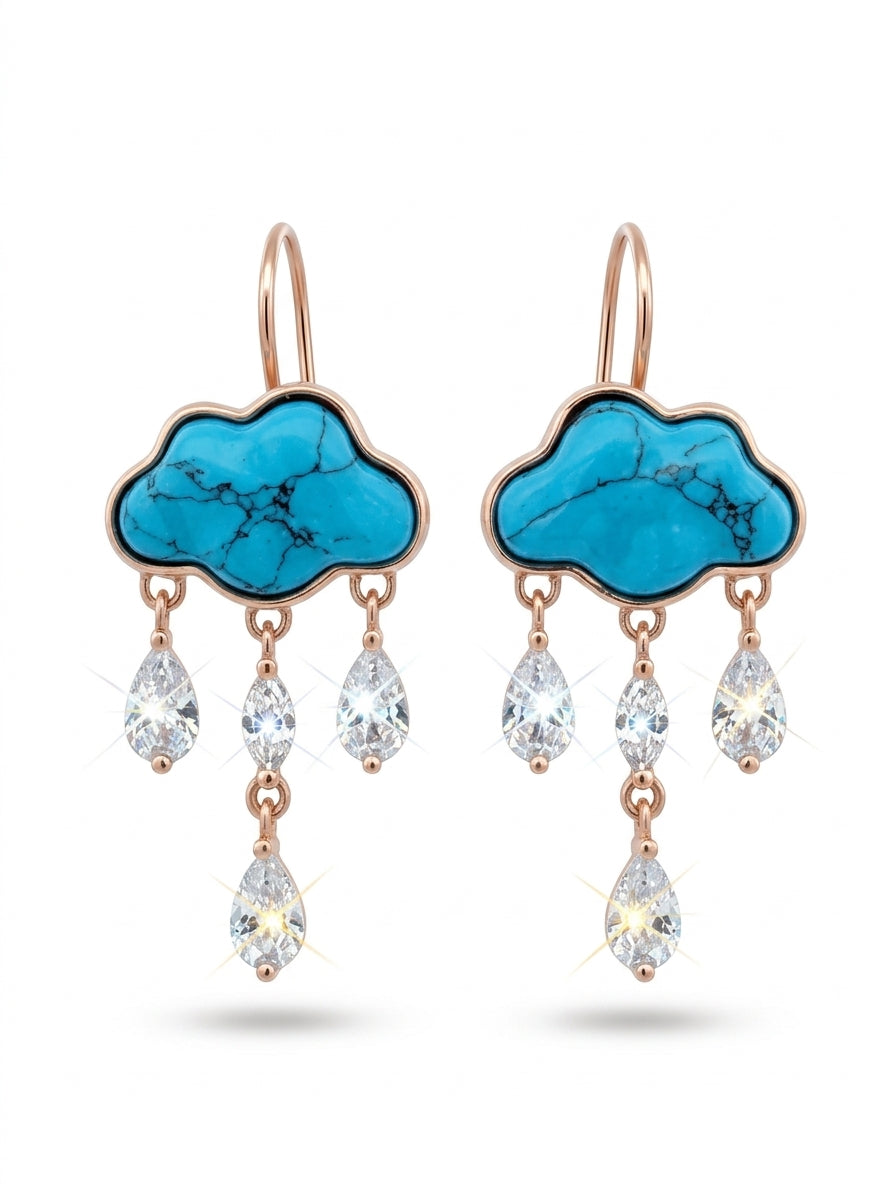 Pear Blue, Colorless Semi-precious stone Silver Stud Earrings — DARVIN (Pre-Order)