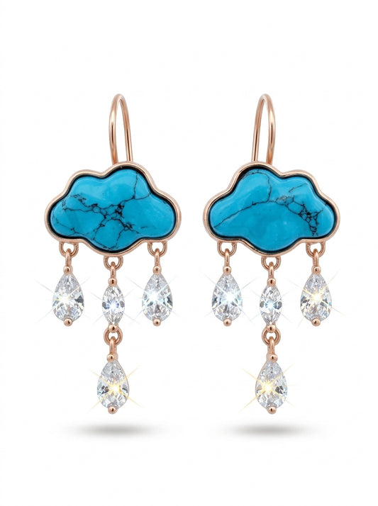 Pear Blue, Colorless Semi-precious stone Silver Stud Earrings — DARVIN (Pre-Order)