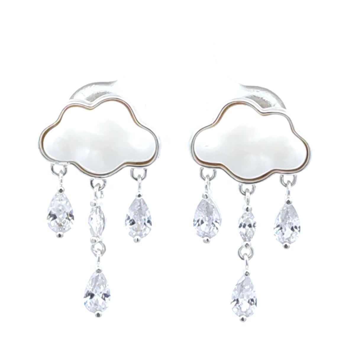 Pear White, Colorless Semi-precious stone Silver Stud Earrings — DARVIN (Pre-Order)
