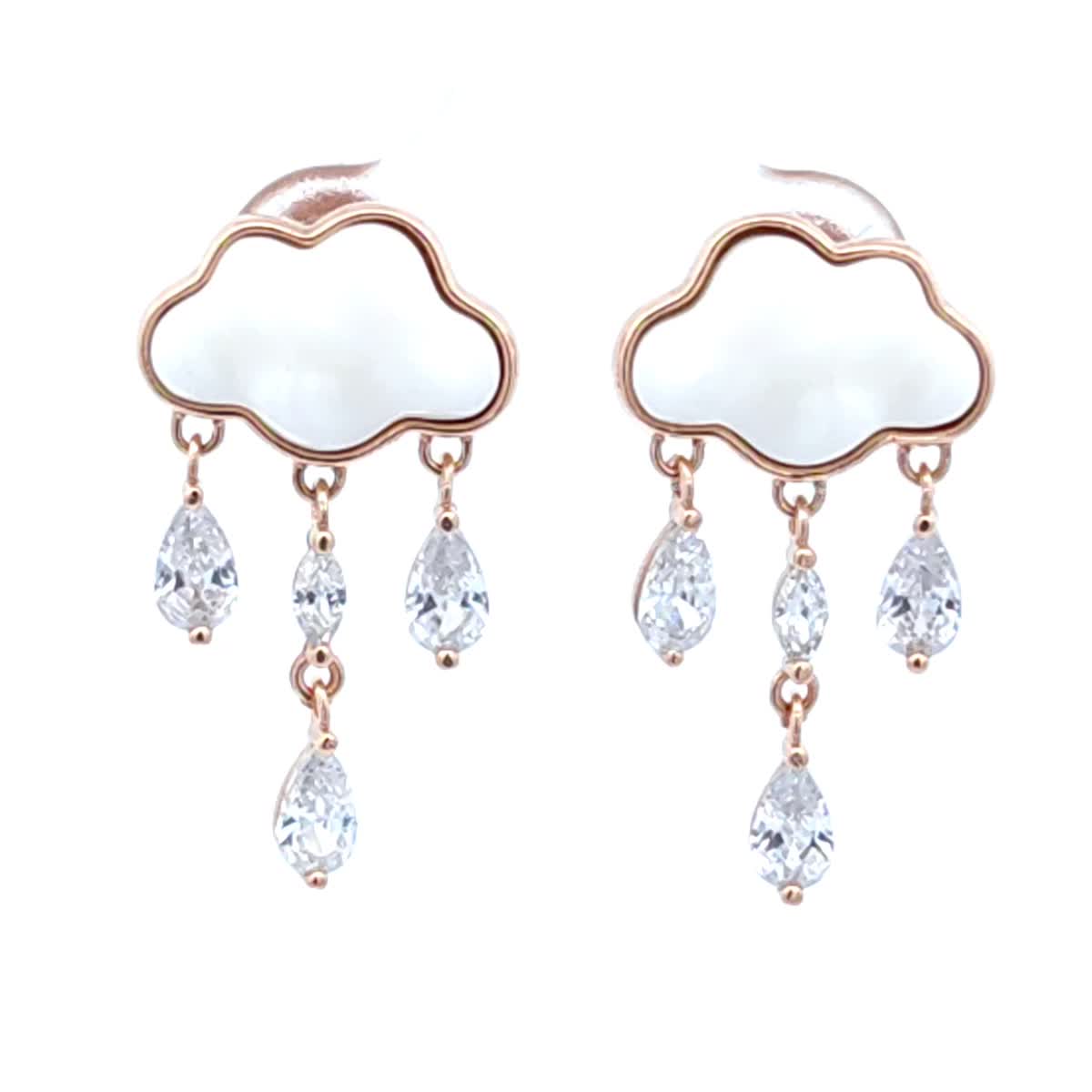 Pear White, Colorless Semi-precious stone Silver Stud Earrings — DARVIN (Pre-Order)