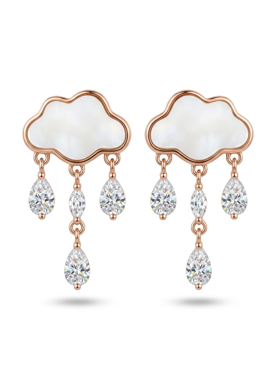 Pear White, Colorless Semi-precious stone Silver Stud Earrings — DARVIN (Pre-Order)