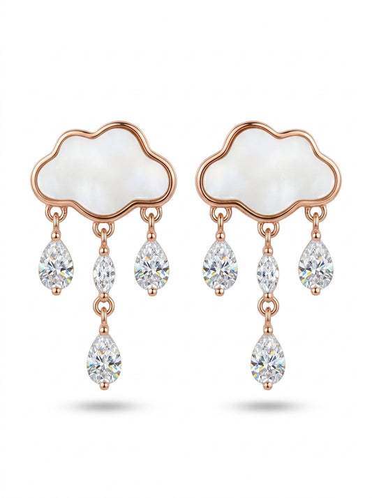 Pear White, Colorless Semi-precious stone Silver Stud Earrings — DARVIN (Pre-Order)