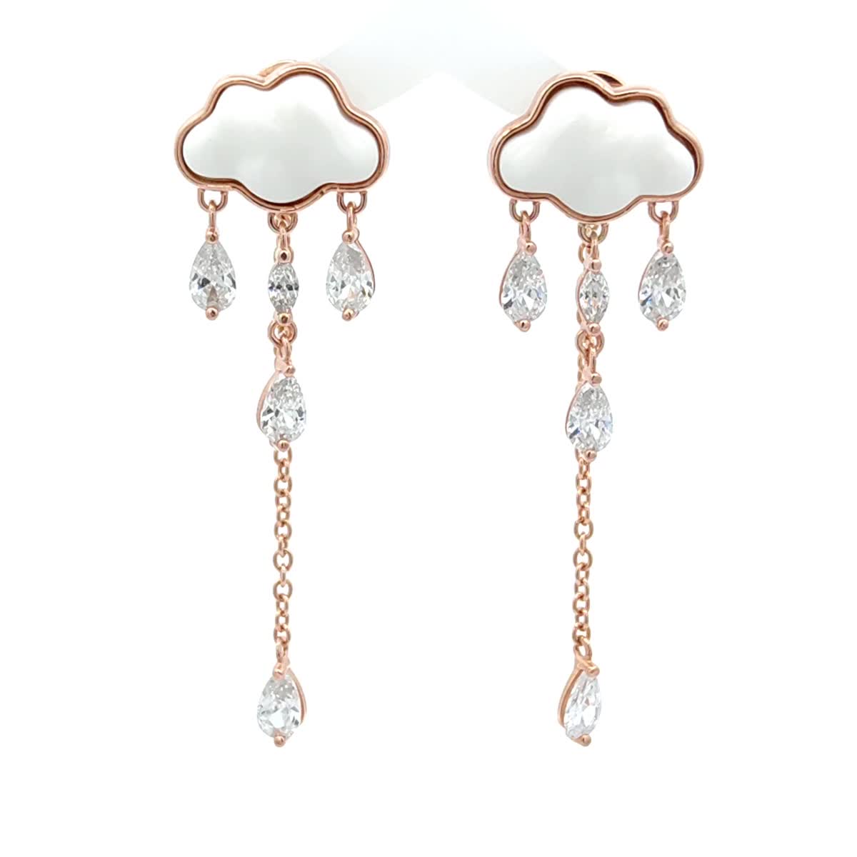 Pear White, Colorless Semi-precious stone Silver Stud Earrings — DARVIN (Pre-Order)
