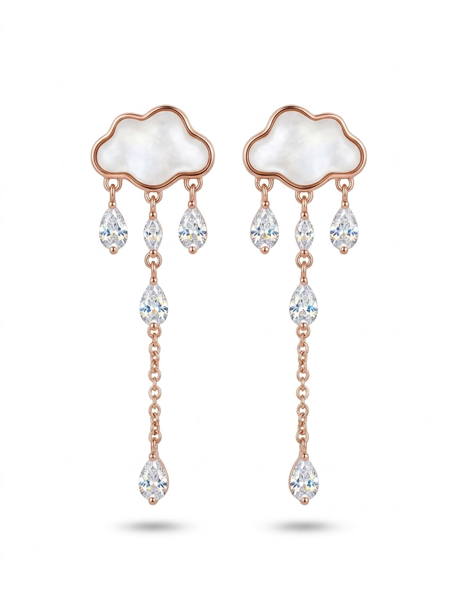 Pear White, Colorless Semi-precious stone Silver Stud Earrings — DARVIN (Pre-Order)