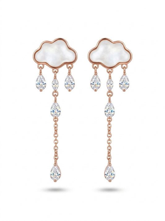 Pear White, Colorless Semi-precious stone Silver Stud Earrings — DARVIN (Pre-Order)