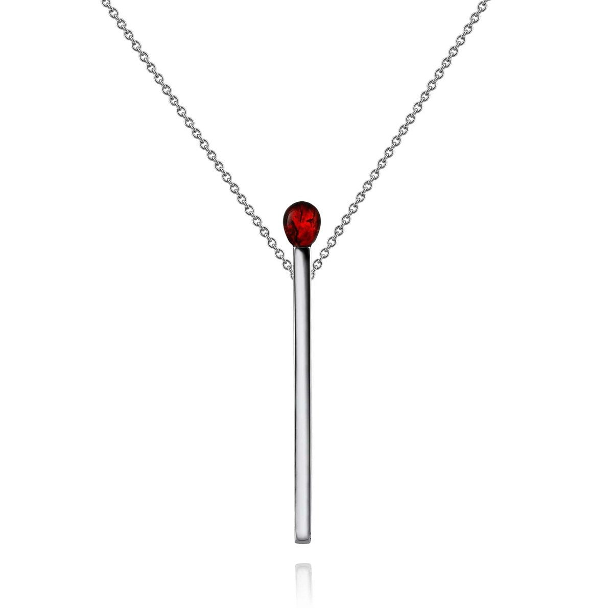 Matchstick Cognac Amber Silver Necklace — DARVIN (Pre-Order)