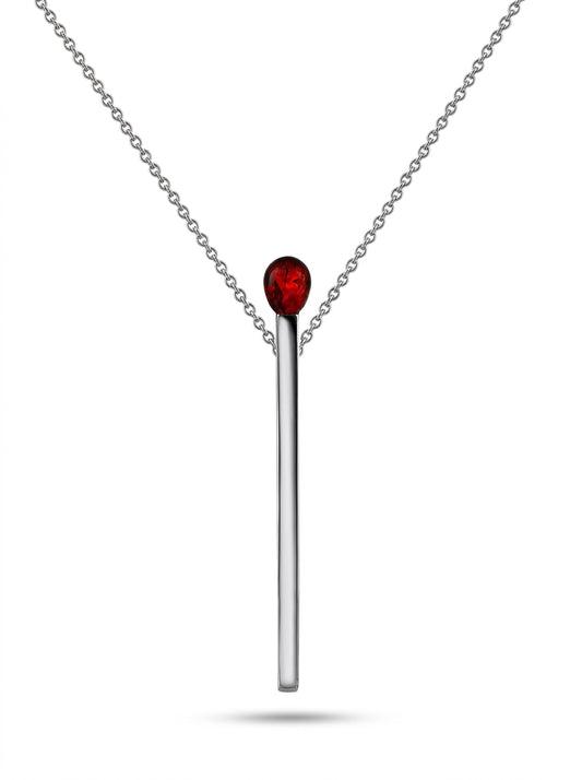 Matchstick Cognac Amber Silver Necklace — DARVIN (Pre-Order)