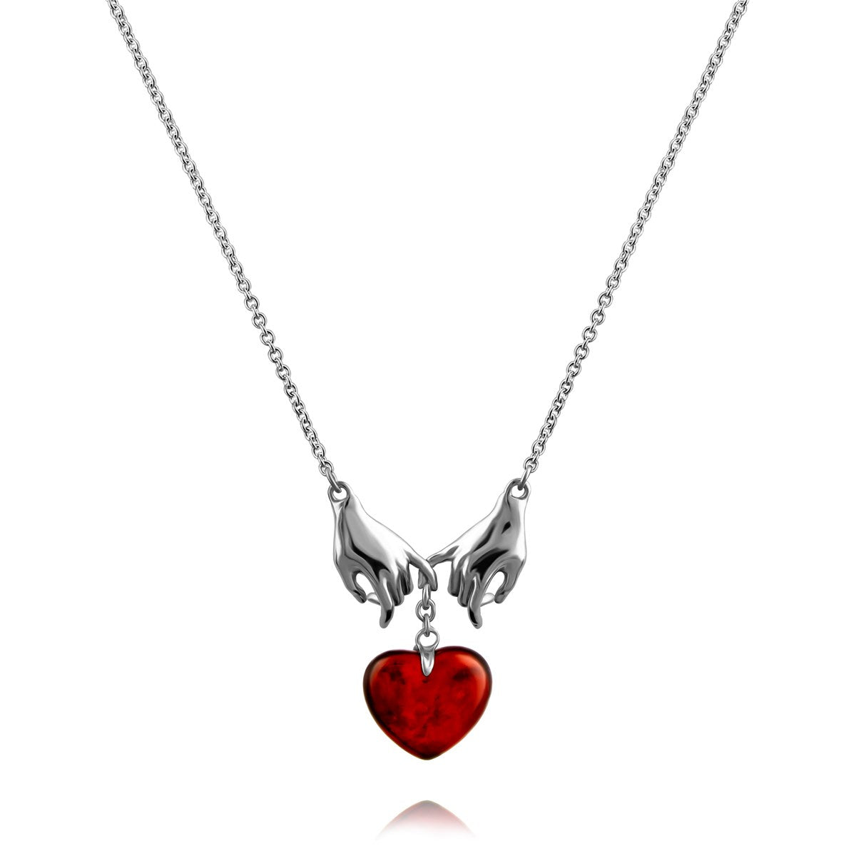 Heart Cognac Amber Silver Necklace — DARVIN (Pre-Order)