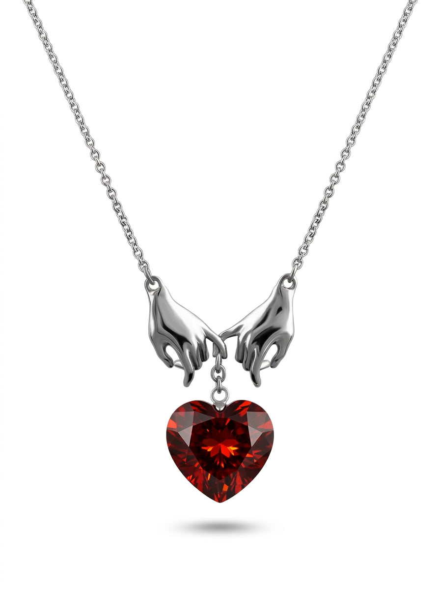 Heart Cognac Amber Silver Necklace — DARVIN (Pre-Order)