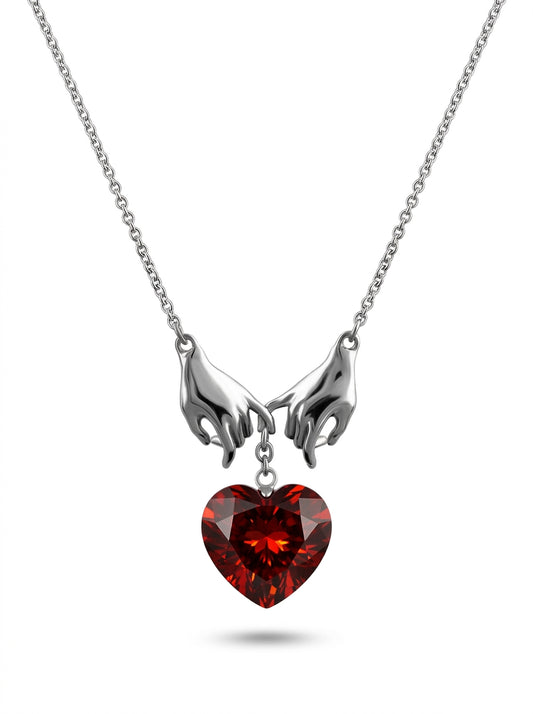 Heart Cognac Amber Silver Necklace — DARVIN (Pre-Order)