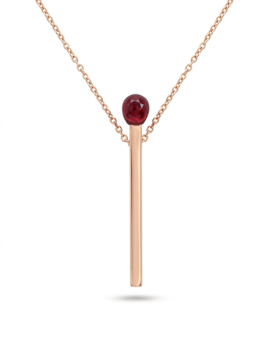 Matchstick Cognac Amber Silver Necklace — DARVIN (Pre-Order)