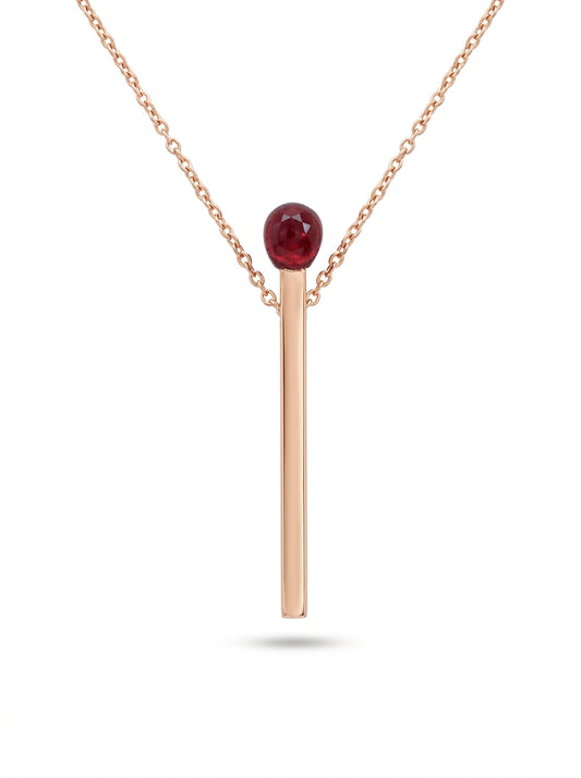 Matchstick Cognac Amber Silver Necklace — DARVIN (Pre-Order)