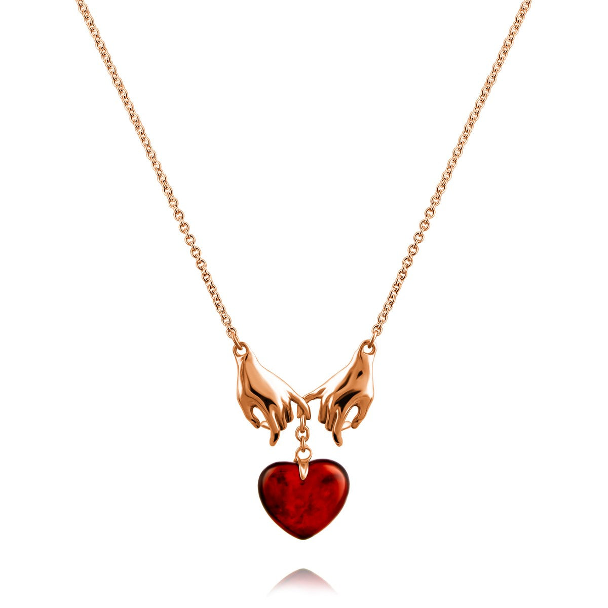 Heart Cognac Amber Silver Necklace — DARVIN (Pre-Order)