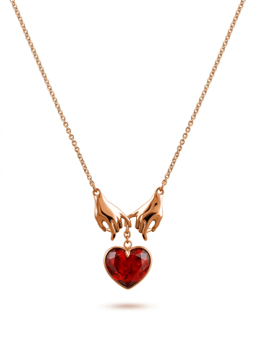 Heart Cognac Amber Silver Necklace — DARVIN (Pre-Order)