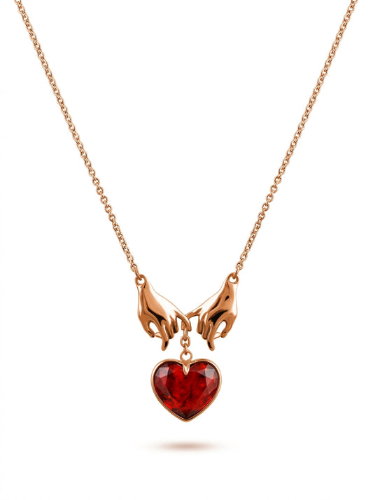 Heart Cognac Amber Silver Necklace — DARVIN (Pre-Order)