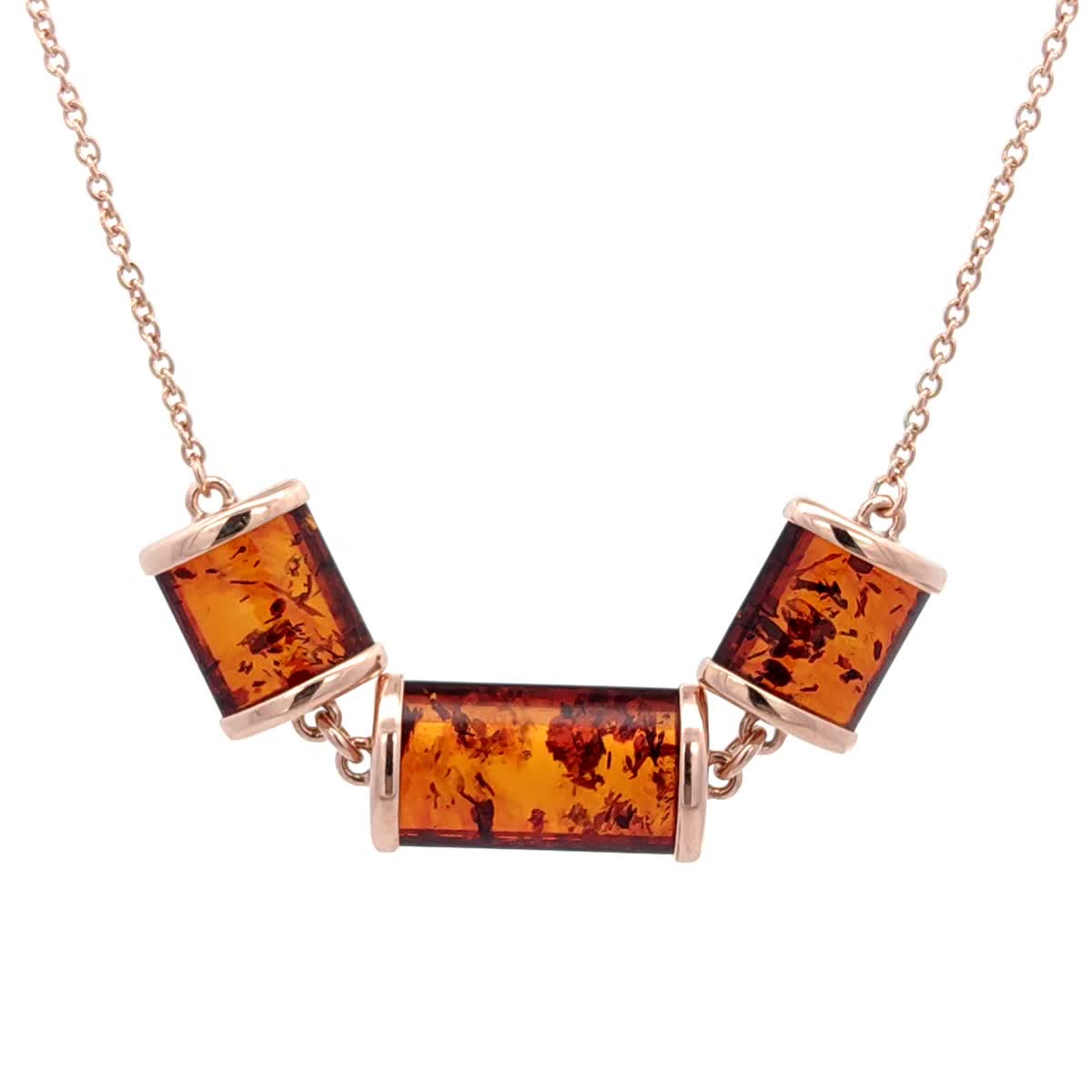 Cognac Amber Silver Necklace — DARVIN (Pre-Order)