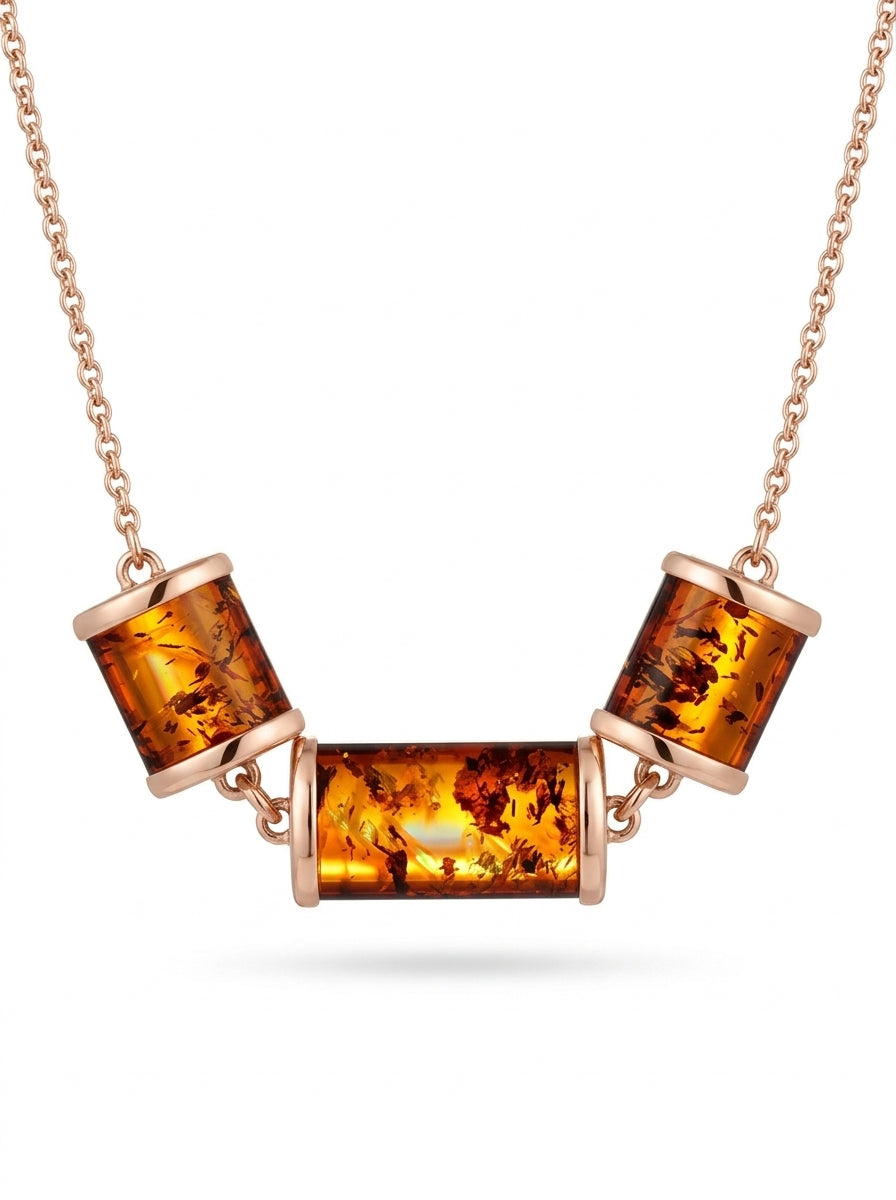 Cognac Amber Silver Necklace — DARVIN (Pre-Order)