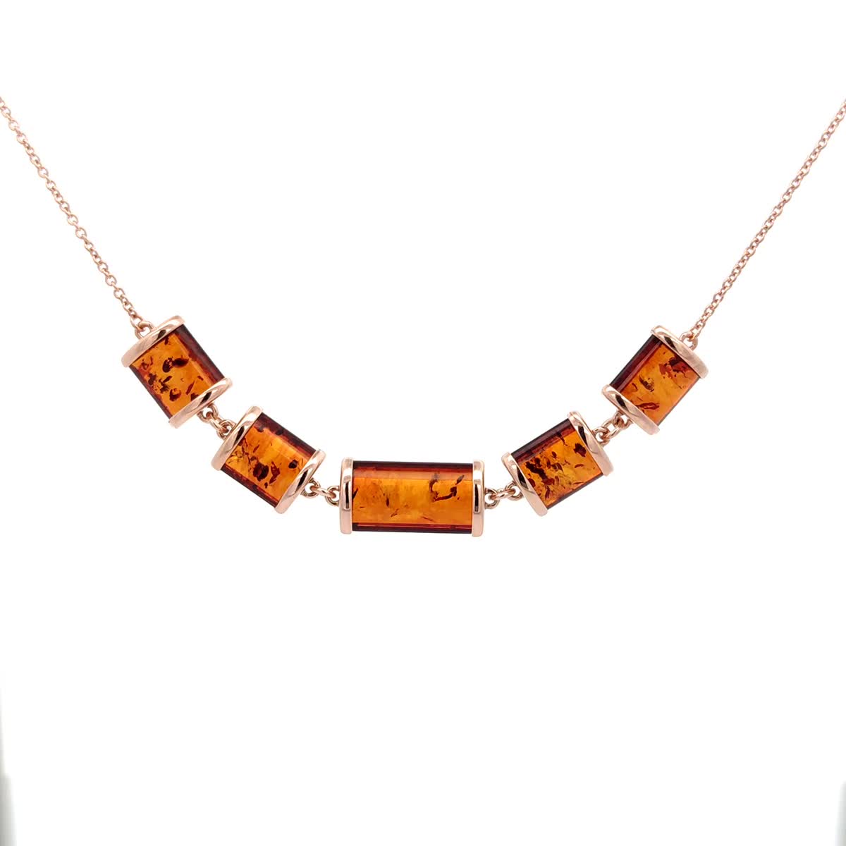 Cognac Amber Silver Necklace — DARVIN (Pre-Order)