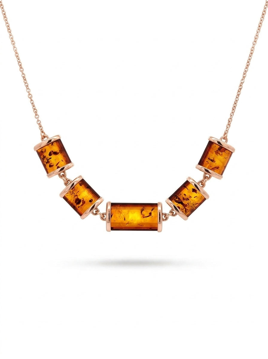 Cognac Amber Silver Necklace — DARVIN (Pre-Order)