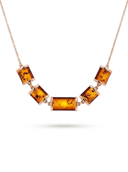 Cognac Amber Silver Necklace — DARVIN (Pre-Order)